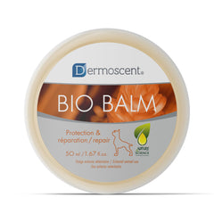 Dermoscent Bio Balm nourishes dry paw pads during care.