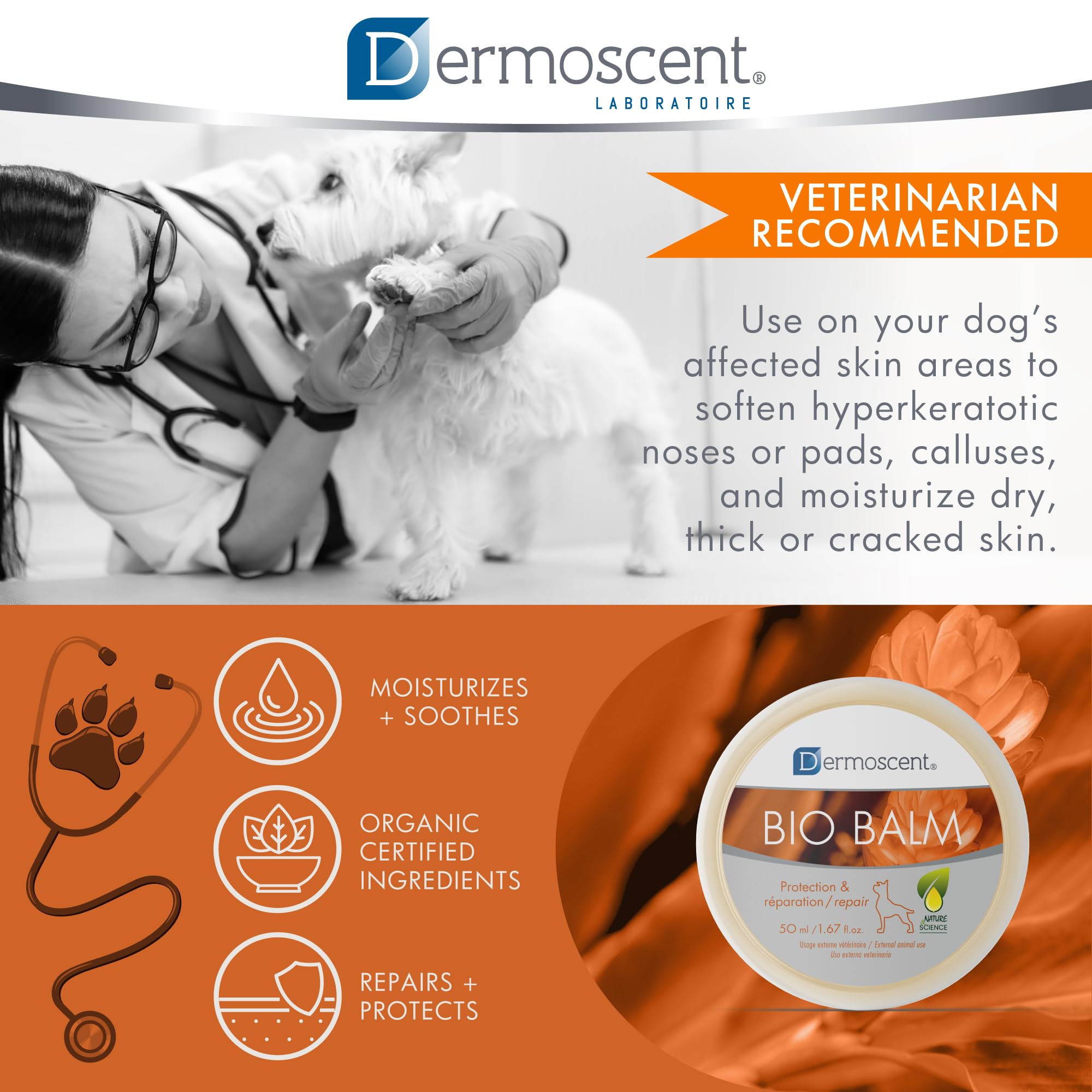 Creamy, rich texture of Dermoscent Bio Balm resembles paw butter.