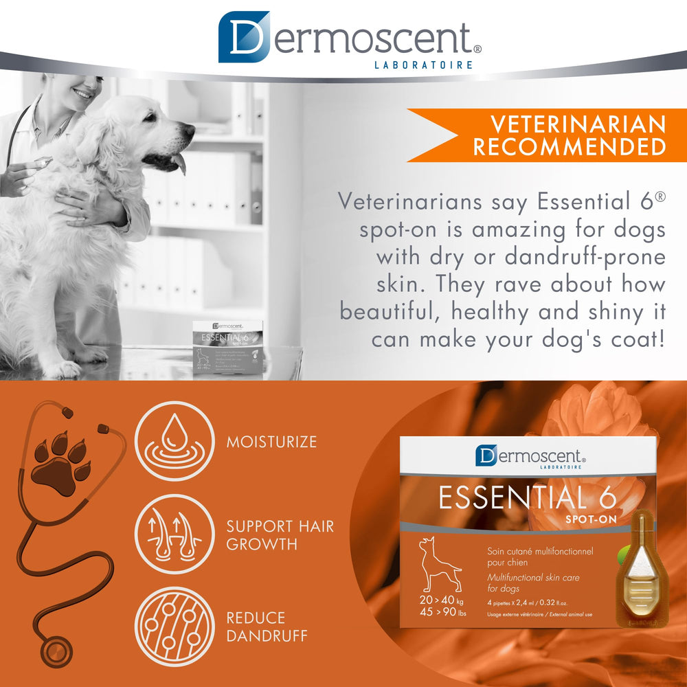 Dermoscent Essential 6 dog easy-to-use no rinse application convenience.