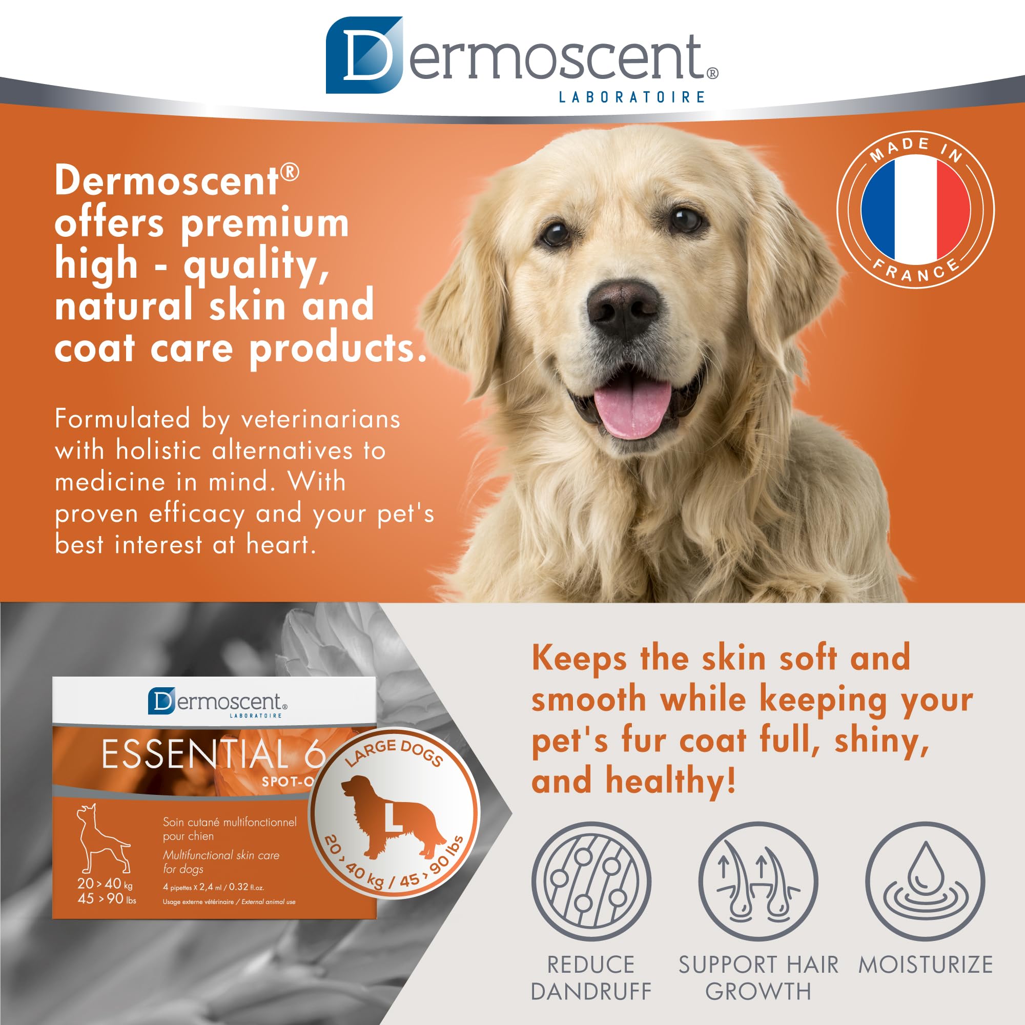 Dermoscent Essential 6 dog veterinarian formulated care inspired by dermatology.