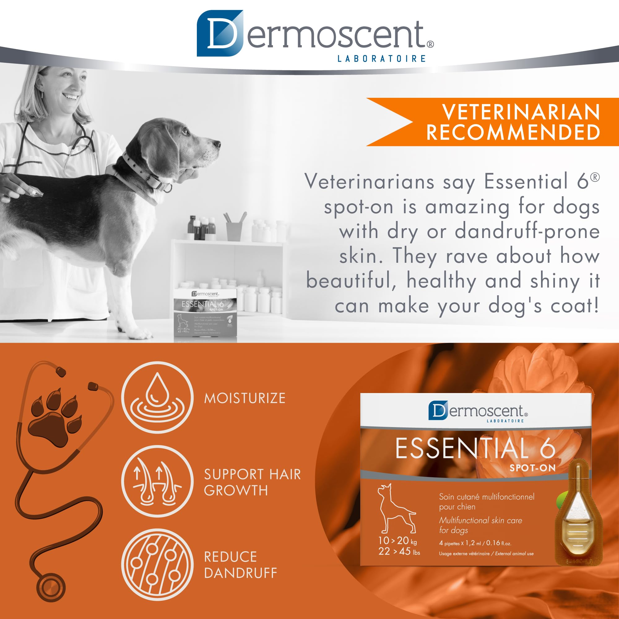 Dermoscent SpotOn hemp and neem oils support skin health
