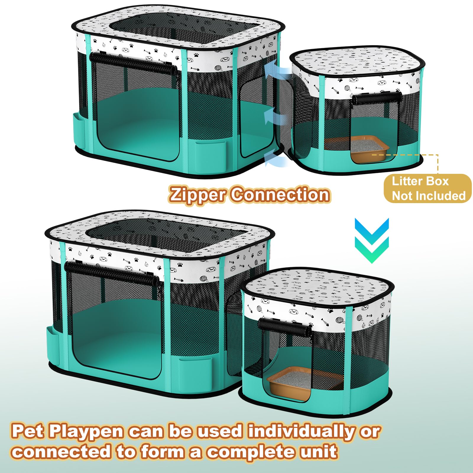 DESELL detachable conjoined cage with litter area for odor separation.