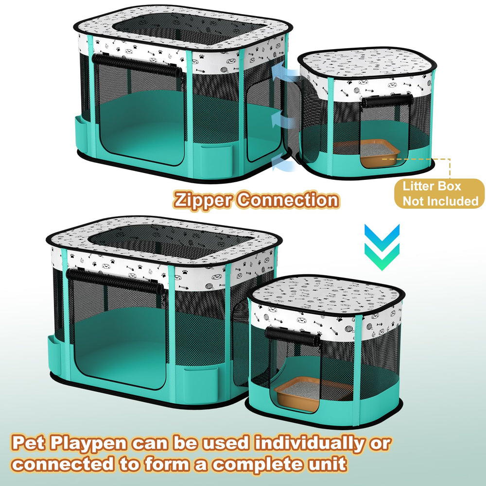 DESELL detachable conjoined cage with litter area for odor separation.