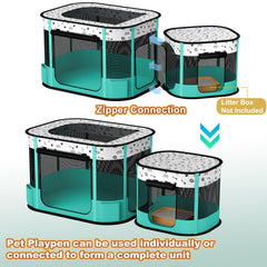DESELL detachable conjoined cage with litter area for odor separation.