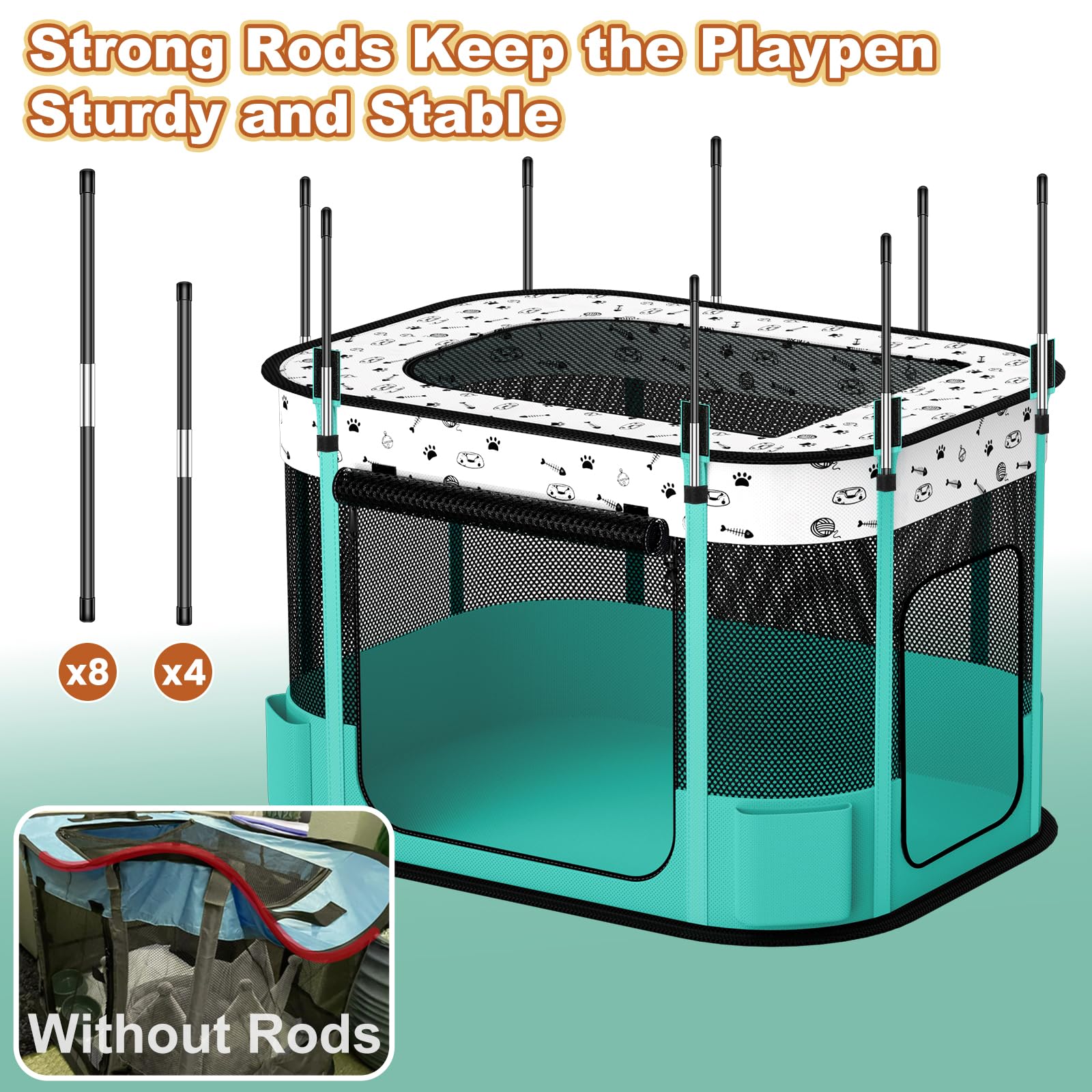 DESELL foldable playpen with carry bag for easy outdoor travel.