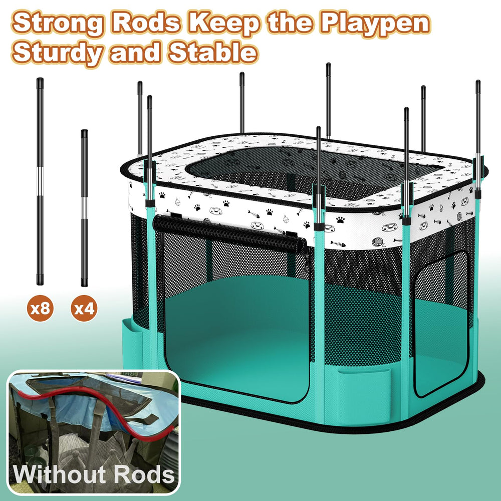 DESELL foldable playpen with carry bag for easy outdoor travel.