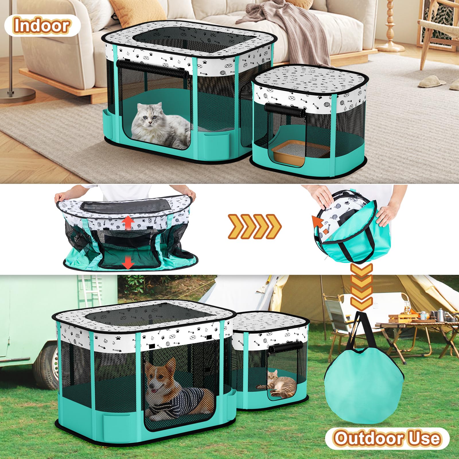 DESELL large playpen 32x24x22 for roomy indoor or outdoor use.