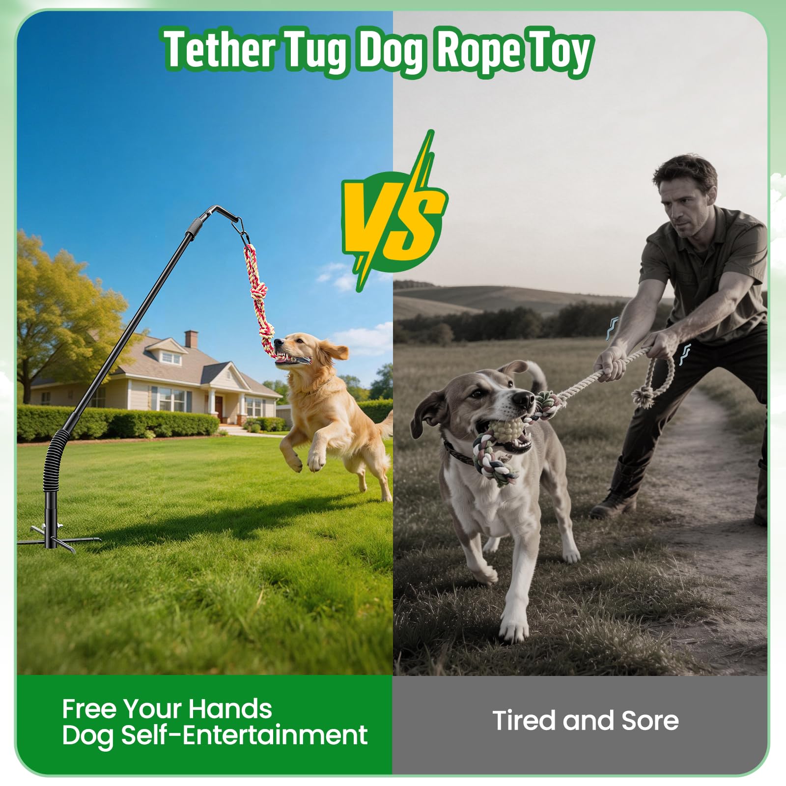 DESELL Tether Tug 360-degree rotating head increases engagement during play.
