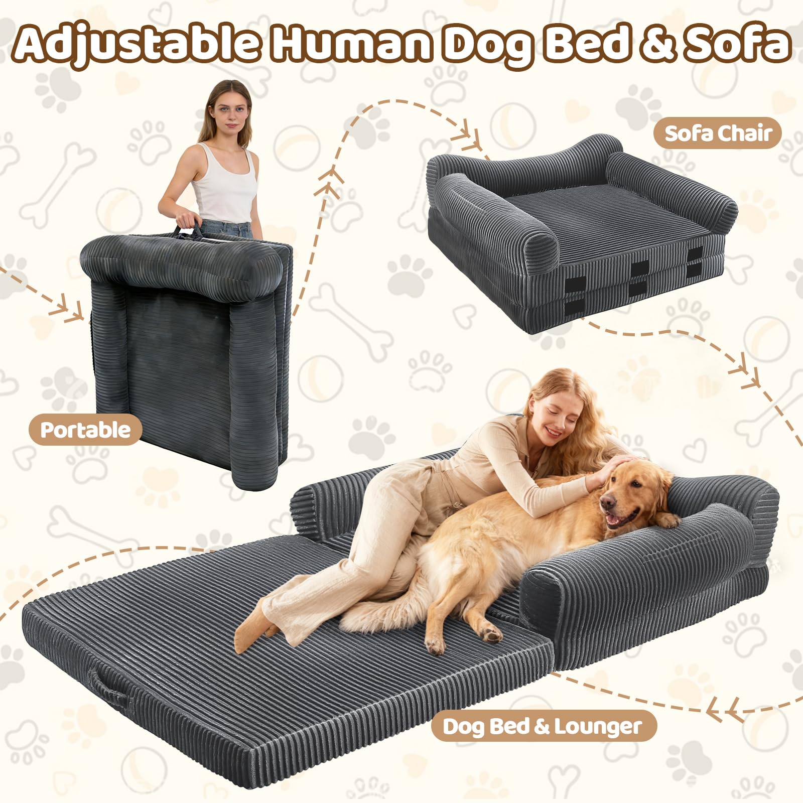 Dessports Foldable bed unfolded as a plush lounger for relaxing movie nights