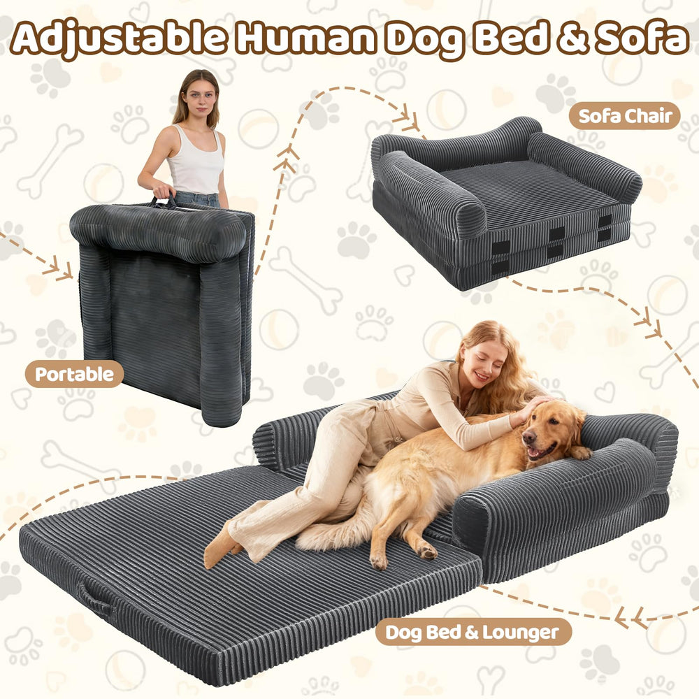 Dessports Foldable bed unfolded as a plush lounger for relaxing movie nights