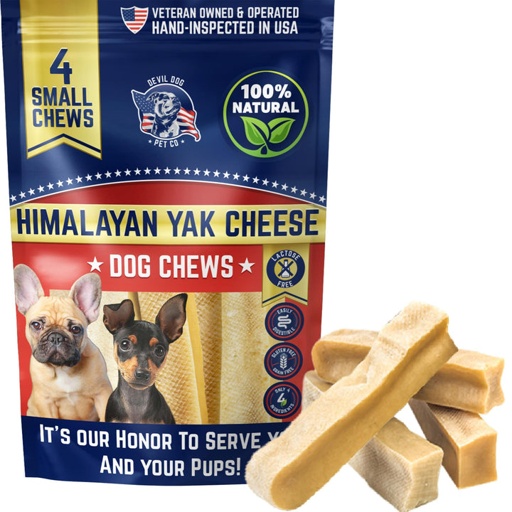 Devil Dog Pet Co Himalayan Yak Cheese Chew in small pack offers long-lasting canine entertainment.
