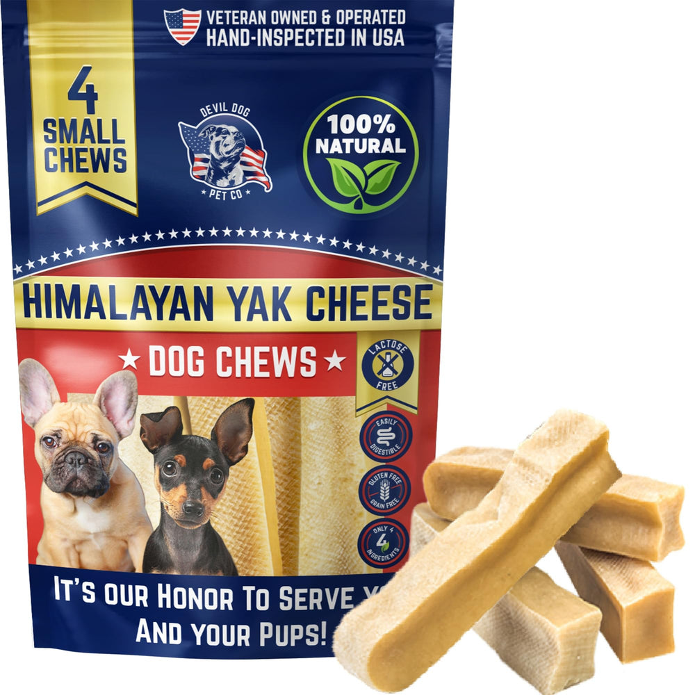 Devil Dog Pet Co Himalayan Yak Cheese Chew in small pack offers long-lasting canine entertainment.