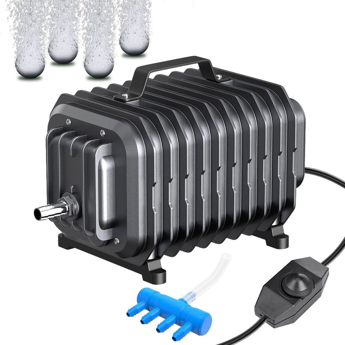 Devopet 254GPH air pump front view, compact design for tidy tanks.