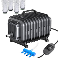 Devopet 254GPH air pump front view, compact design for tidy tanks.