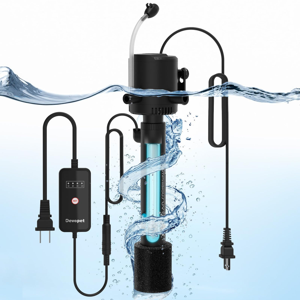 Devopet U-V filter reduces green water for clearer aquarium water
