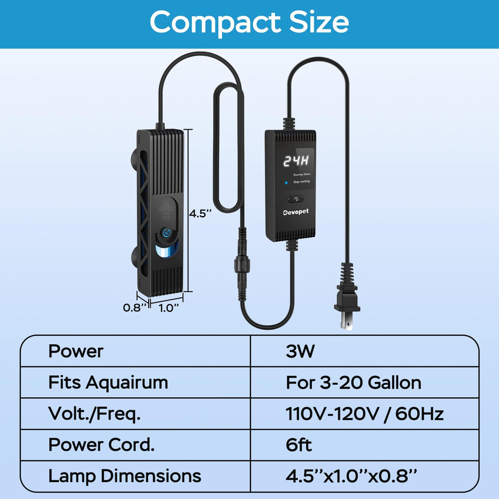 Devopet Aquarium U-V Light status display for quick monitoring