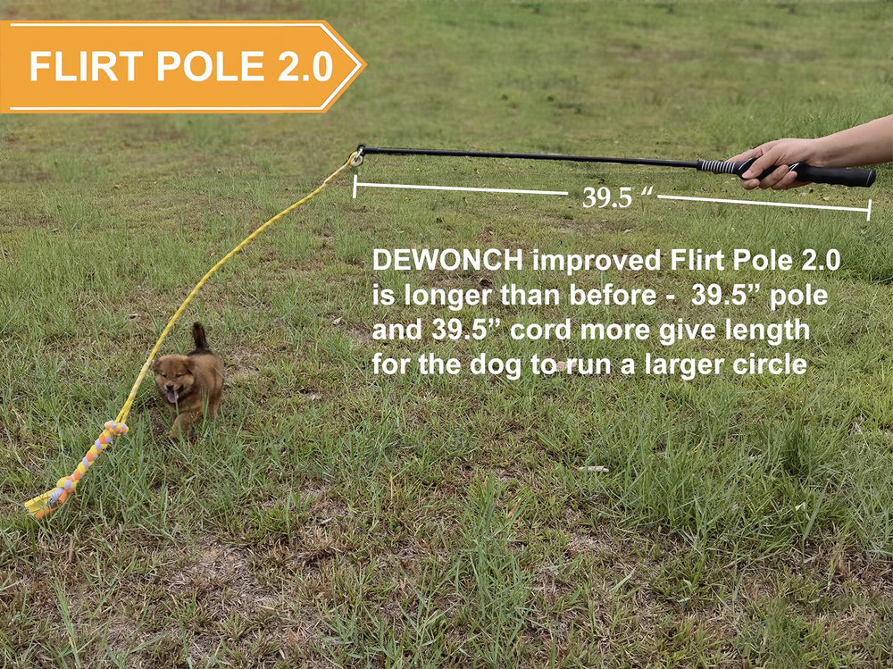 Dewonch Flirt Pole 304 stainless steel core stays sturdy for strong chewers.