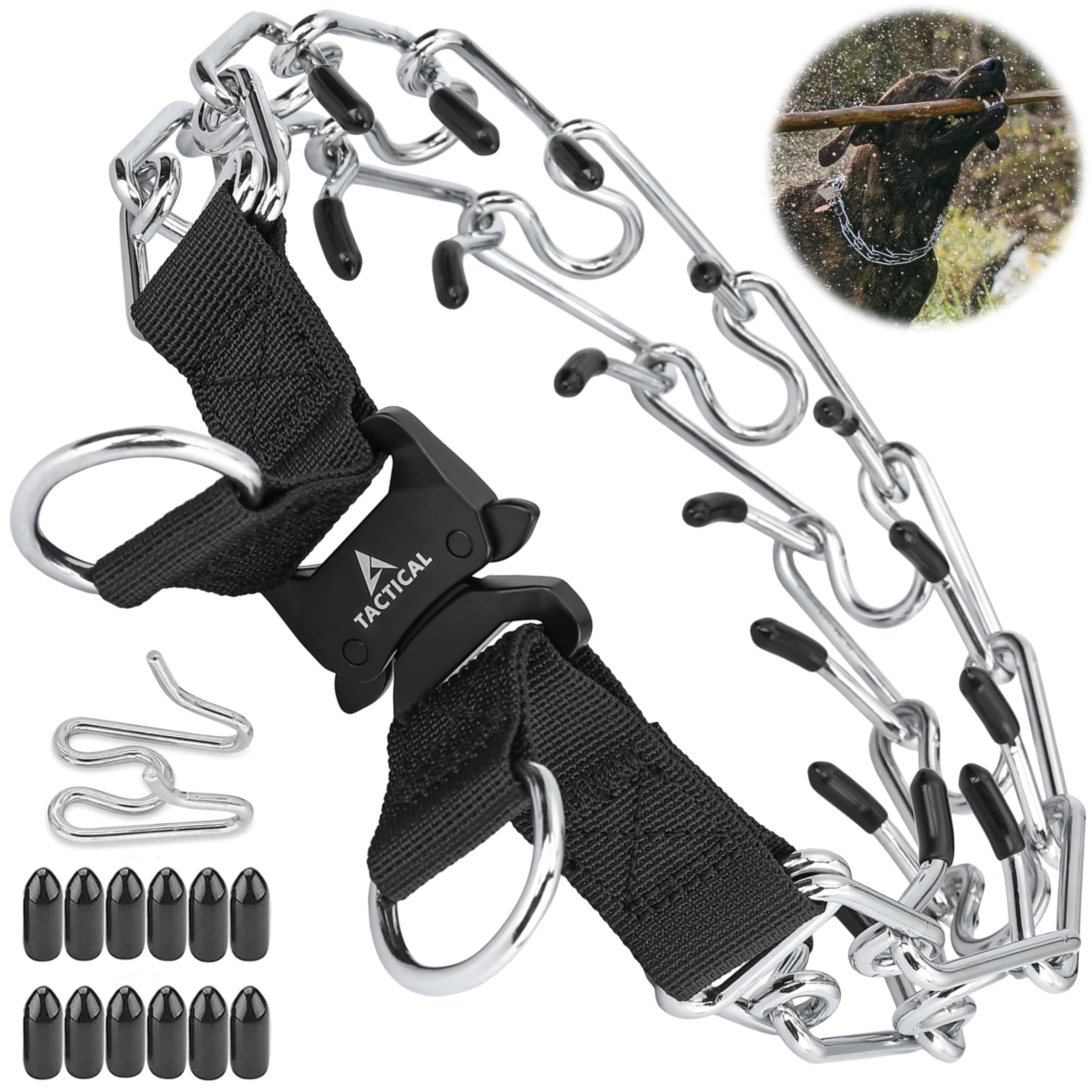 DEYACE quick-release buckle on dog training collar for easy on/off and control