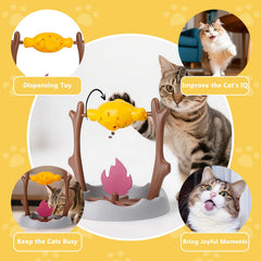 DFQ campfire flame design promotes mental engagement and slower eating for indoor cats.