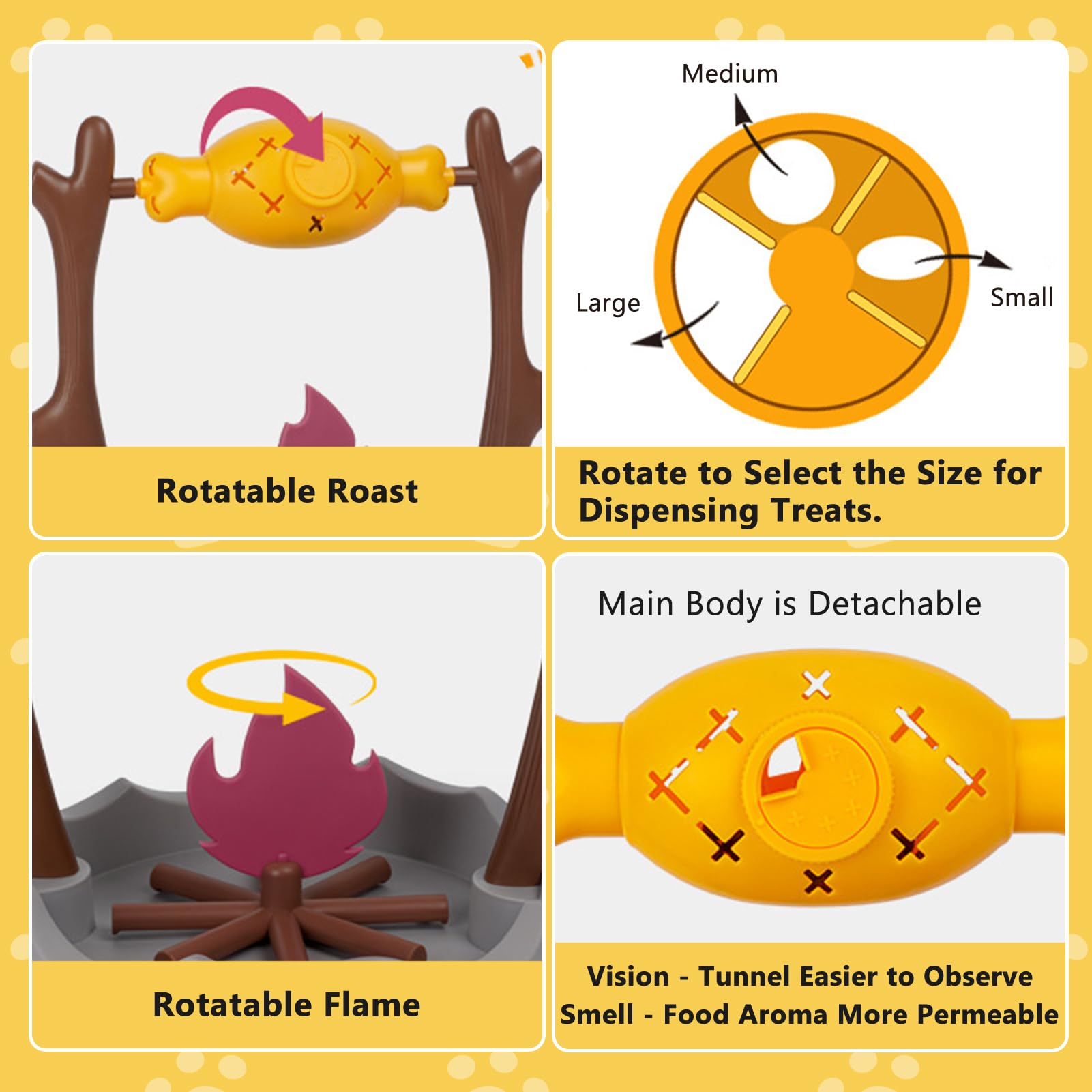 DFQ treat-dispense mechanism invites interactive play at mealtimes for curious kittens.