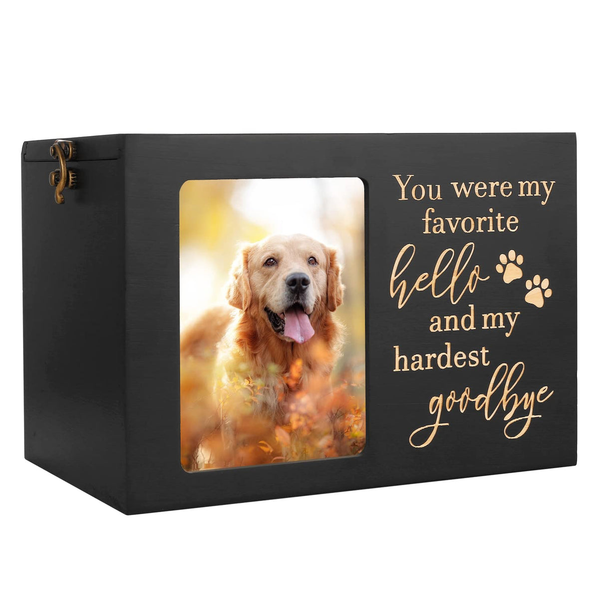 DGDCDV pet urn front photo display showing a cherished memory.