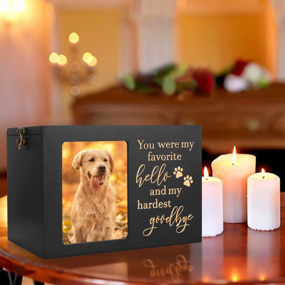 DGDCDV pet urn paw prints carving adds a personal touch.
