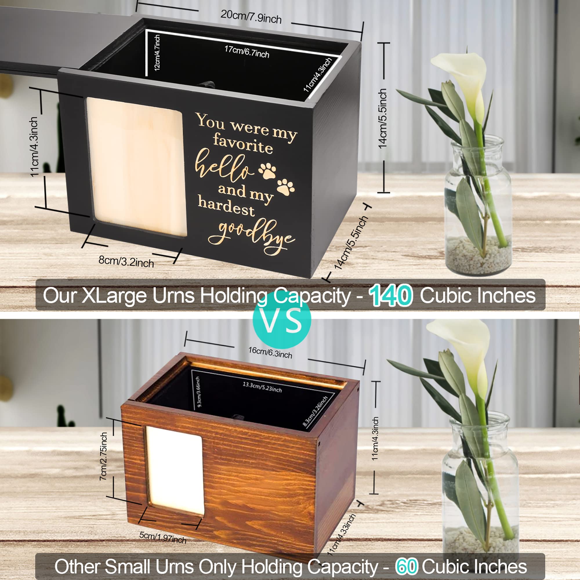 DGDCDV pet urn side view highlighting durable pinewood craftsmanship.