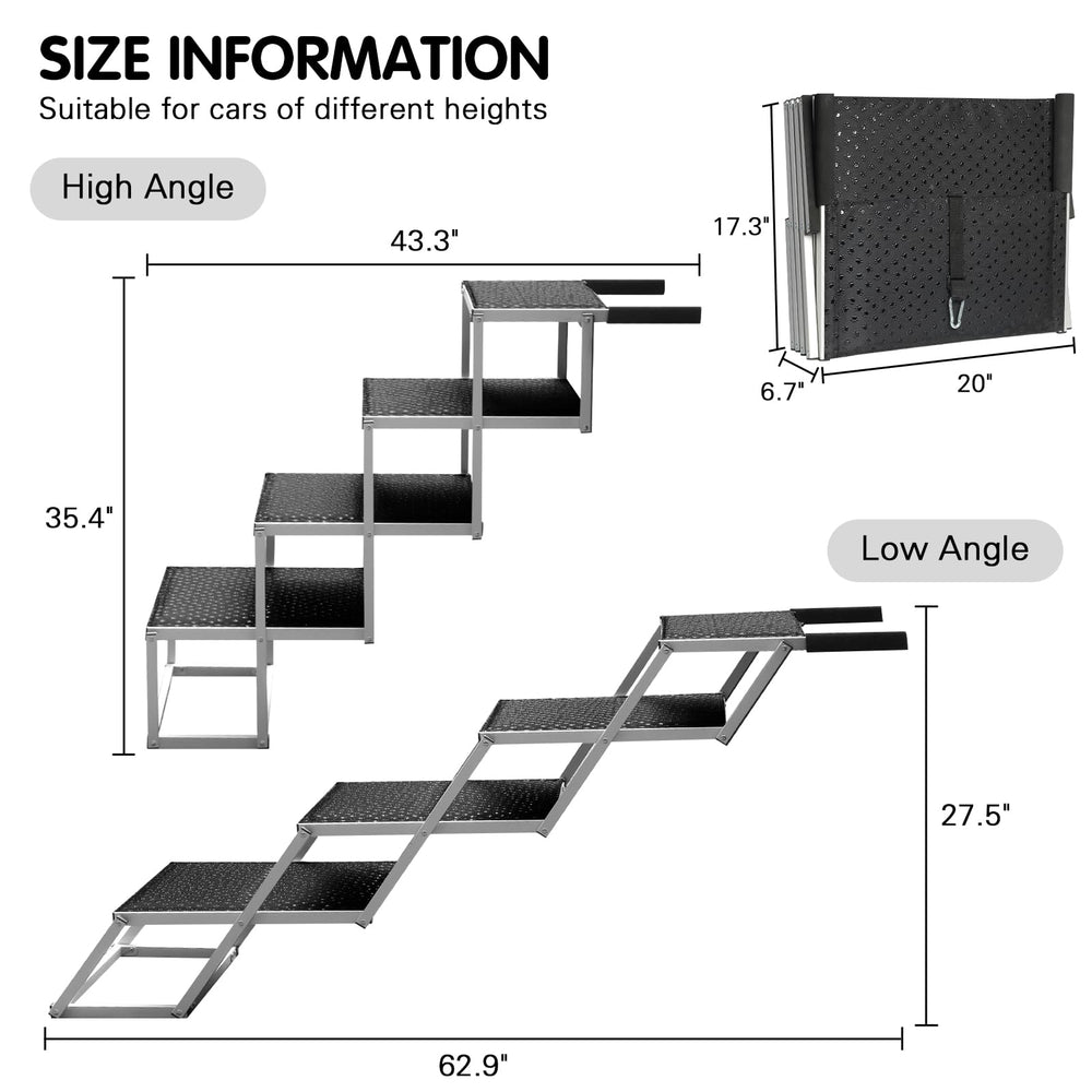 DGSL dog ramp folded compactly to 20 inches for easy transport