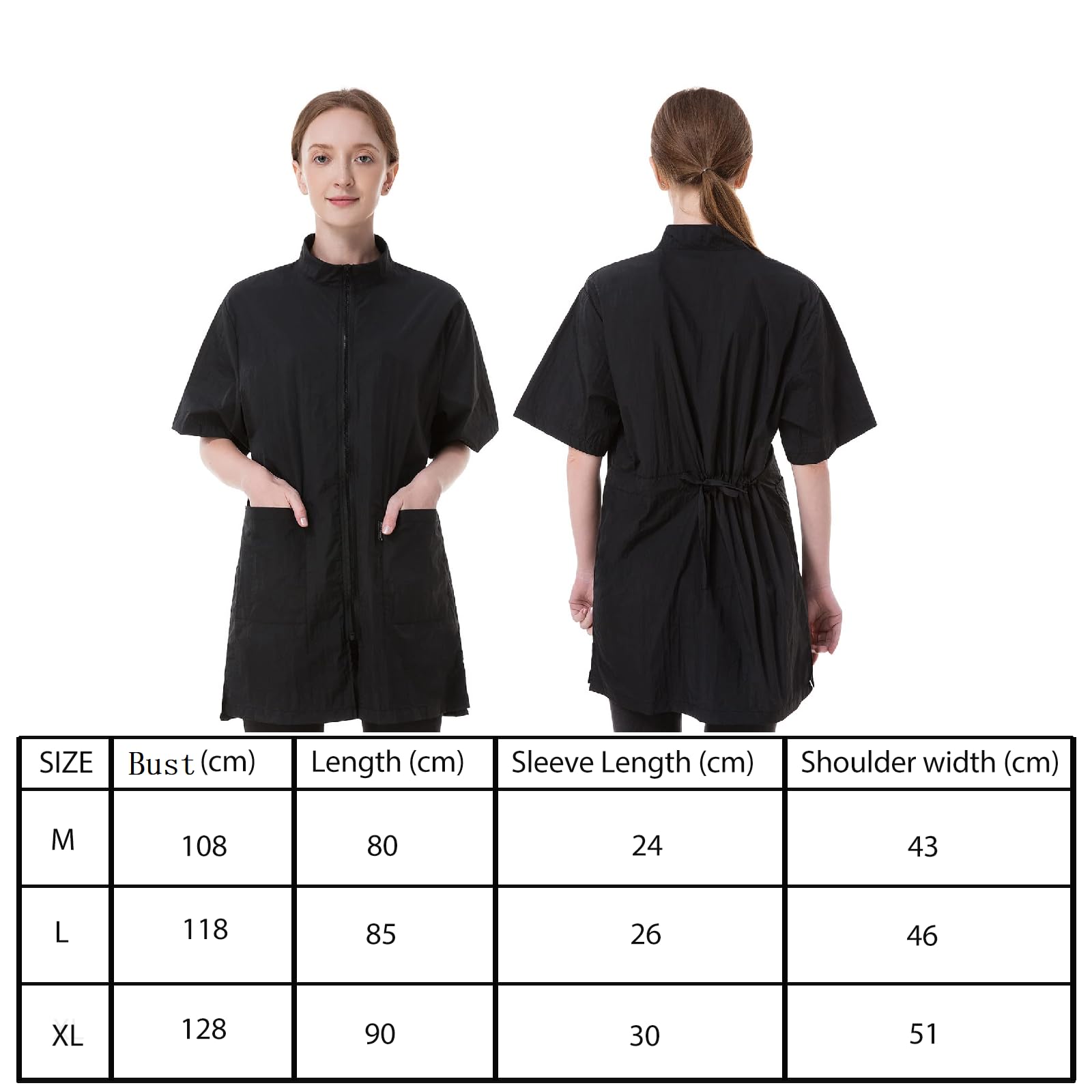 DHXYZZB grooming smock features anti-static fabric reduces cling.