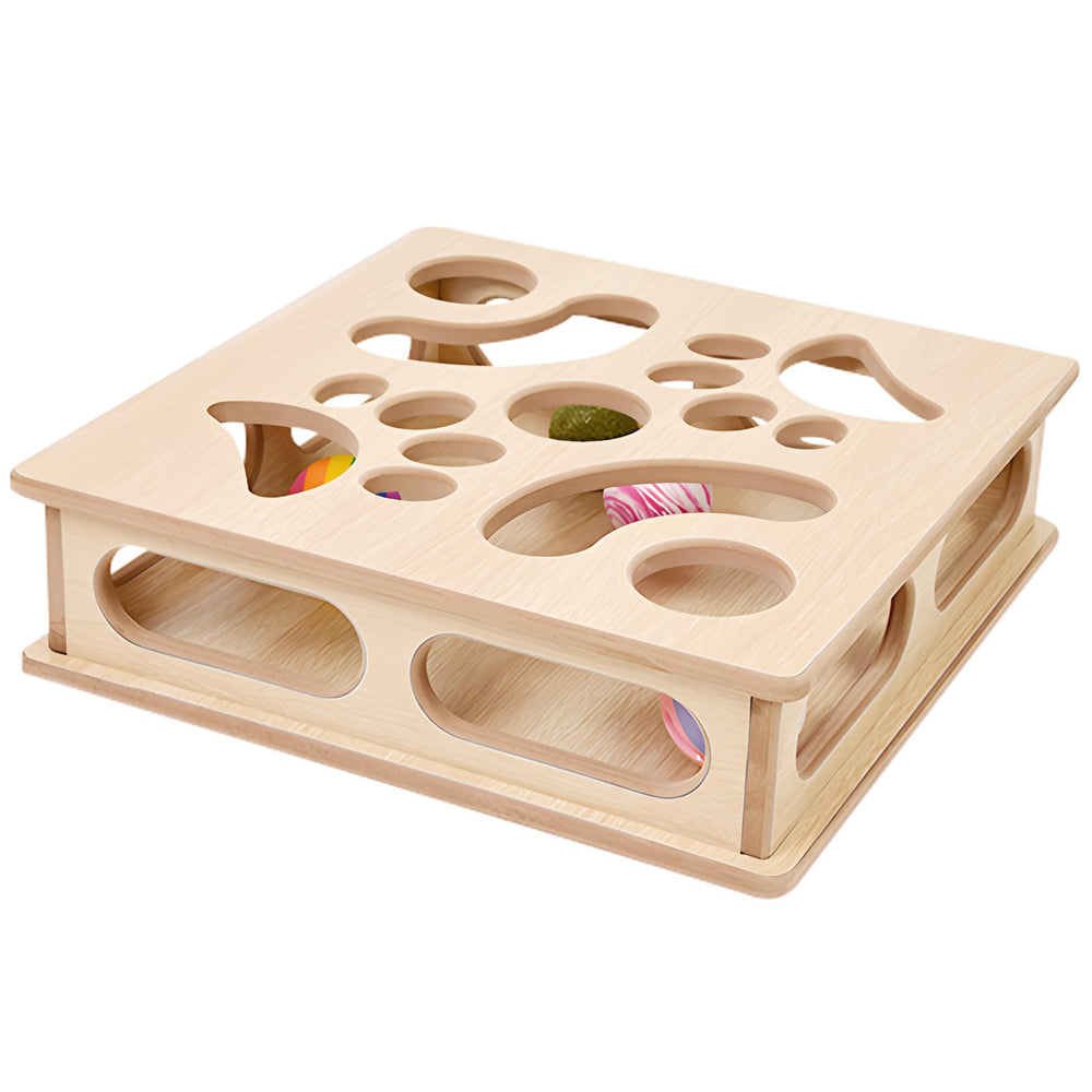DI BI GRAMAS cat box puzzle top view stimulates curiosity during play.