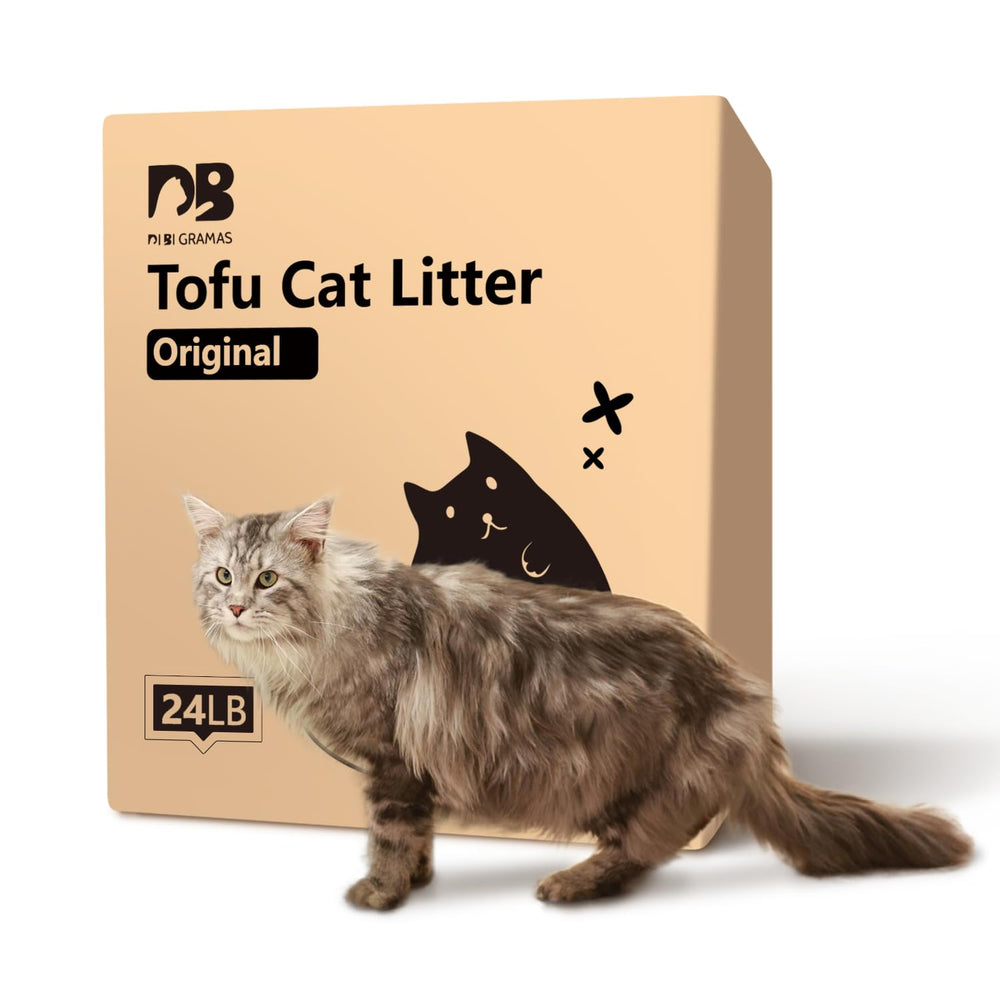 DI BI GRAMAS tofu cat litter packaging shows four-pack vacuum design for storage.