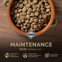 Diamond Maintenance dry dog food with chicken first ingredient supports lean muscle.