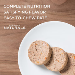 Diamond Naturals Chicken Dinner can for puppies, supporting growth with real chicken protein.