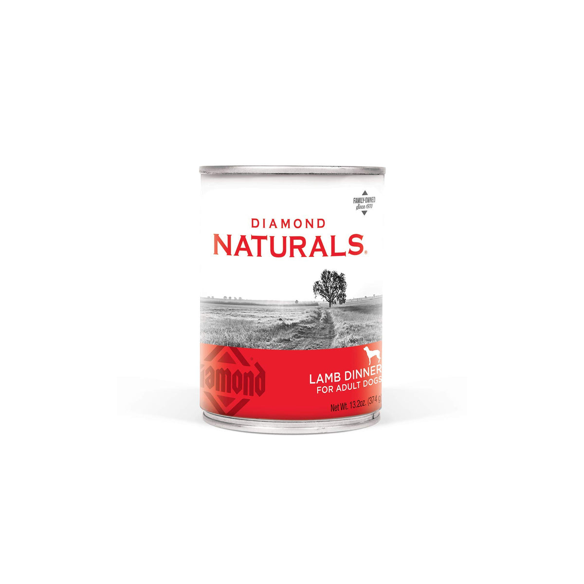 Diamond Naturals Lamb Dinner can ingredient close-up shows real lamb for a nutrient-rich meal