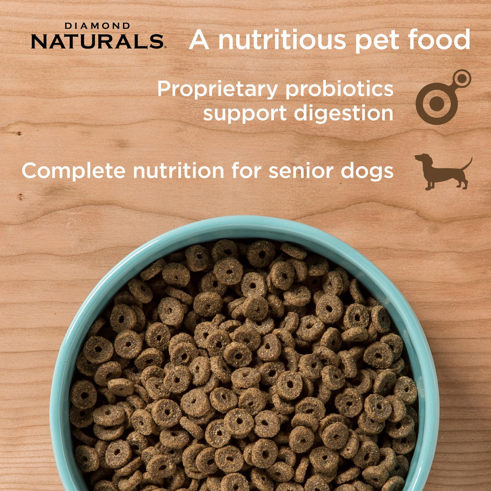 Diamond Naturals Senior Chicken Kibble Bowl supports energy and mobility with balanced nutrition.
