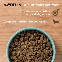 Diamond Naturals Senior Chicken Kibble Bowl supports energy and mobility with balanced nutrition.
