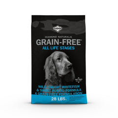 Diamond Naturals kibble with wild-caught whitefish enhances flavor and protein quality