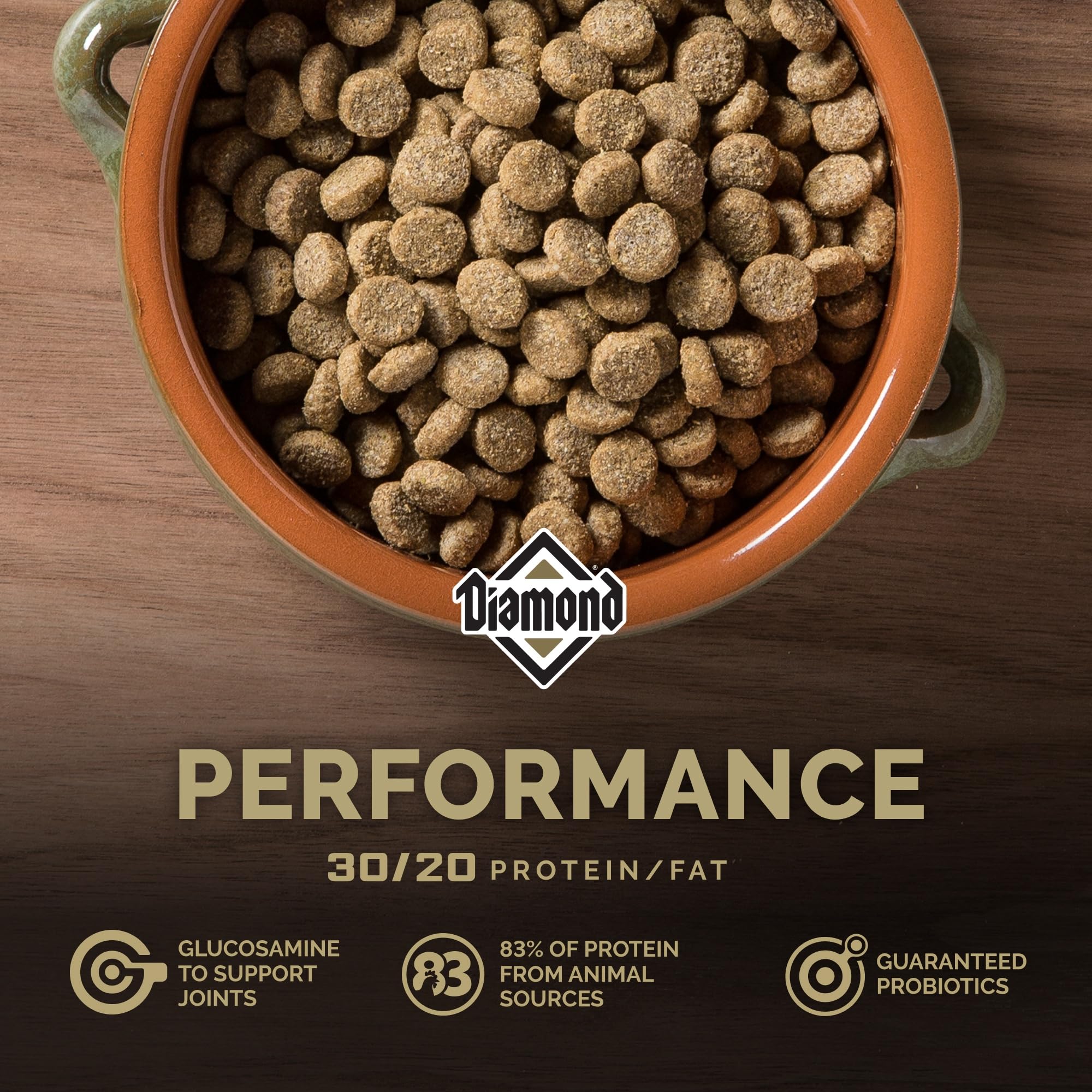 Diamond Performance with real chicken as the first ingredient for quality protein.