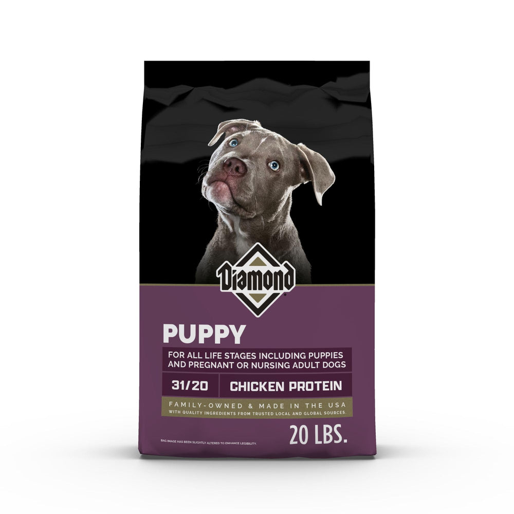 Diamond Puppy 20lb bag front showing balanced nutrition for growing puppies.