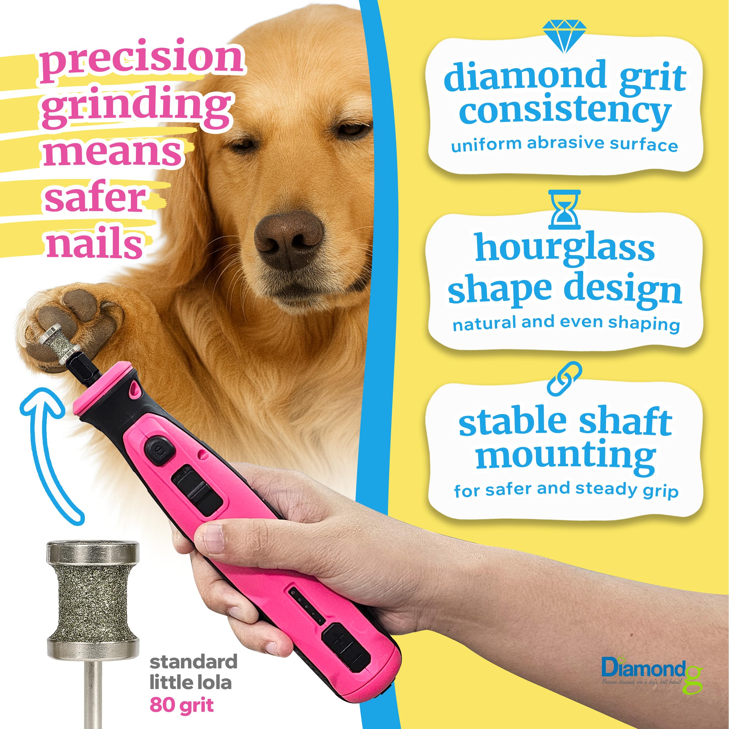 Diamondg cooler and quieter grooming design for anxious pets