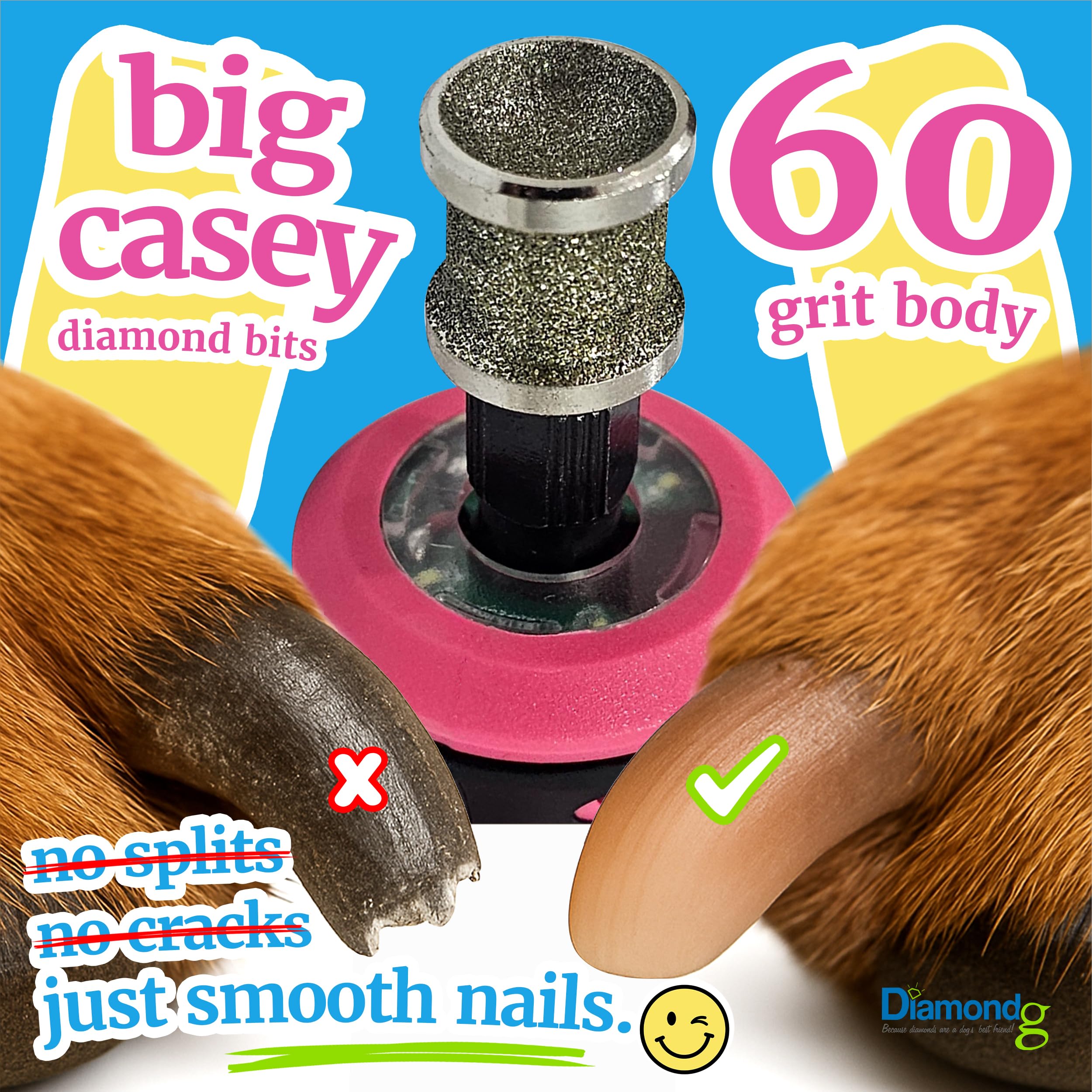 Diamondg dog nail grinder bit with 120 grit polishing tip for smooth edges