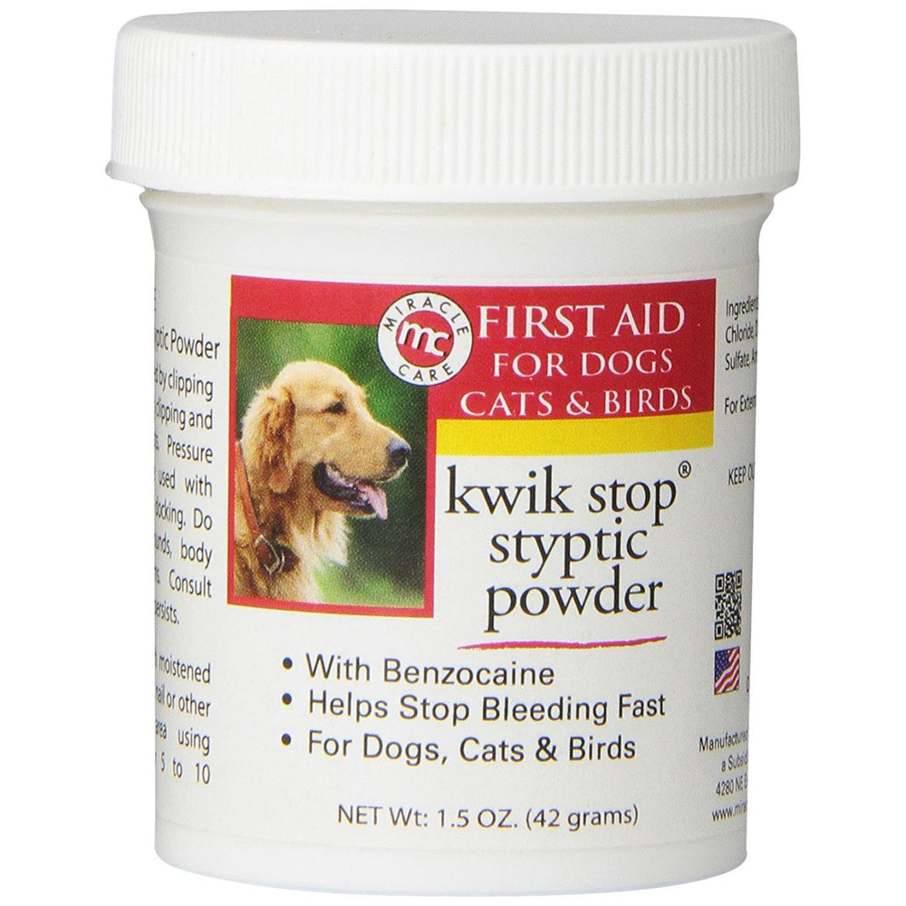 Diamond's Natural Store Kwik Stop styptic powder bottle shows quick bleeding control for nails