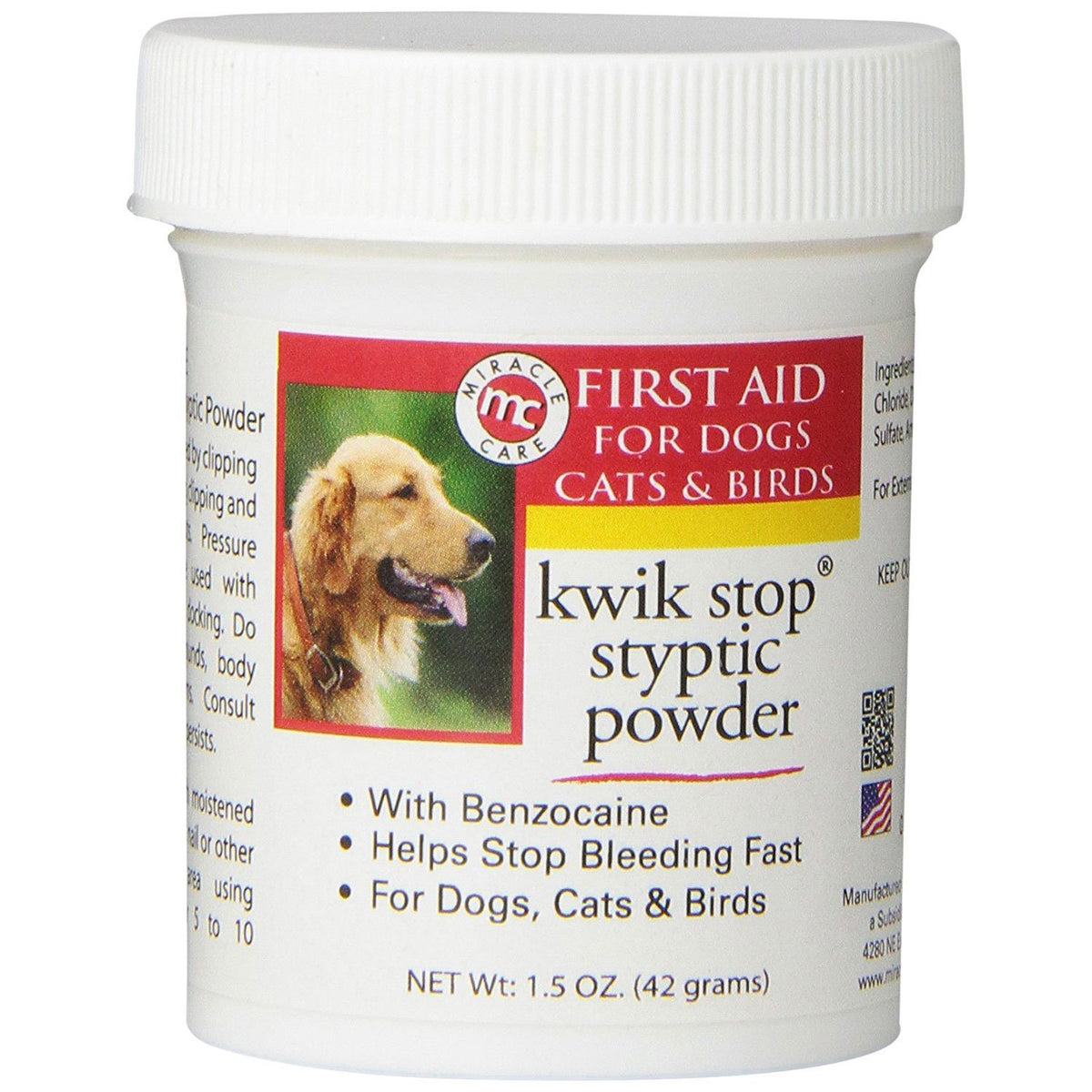 Diamond's Natural Store Kwik Stop styptic powder bottle shows quick bleeding control for nails