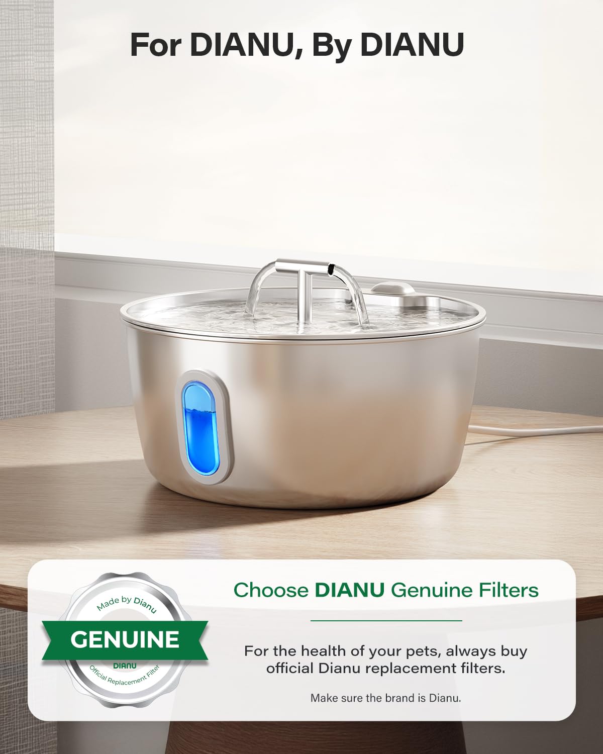 DIANU activated carbon filter reduces odor and improves taste.