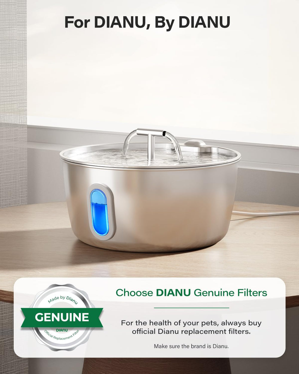 DIANU activated carbon filter reduces odor and improves taste.