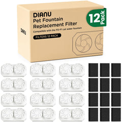 Dianu carbon filter for cat fountain; 12-pack reduces odors and improves water taste.