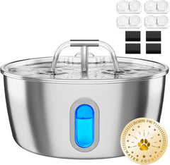 DIANU cat fountain stainless-steel with 108oz capacity for multi-cat homes