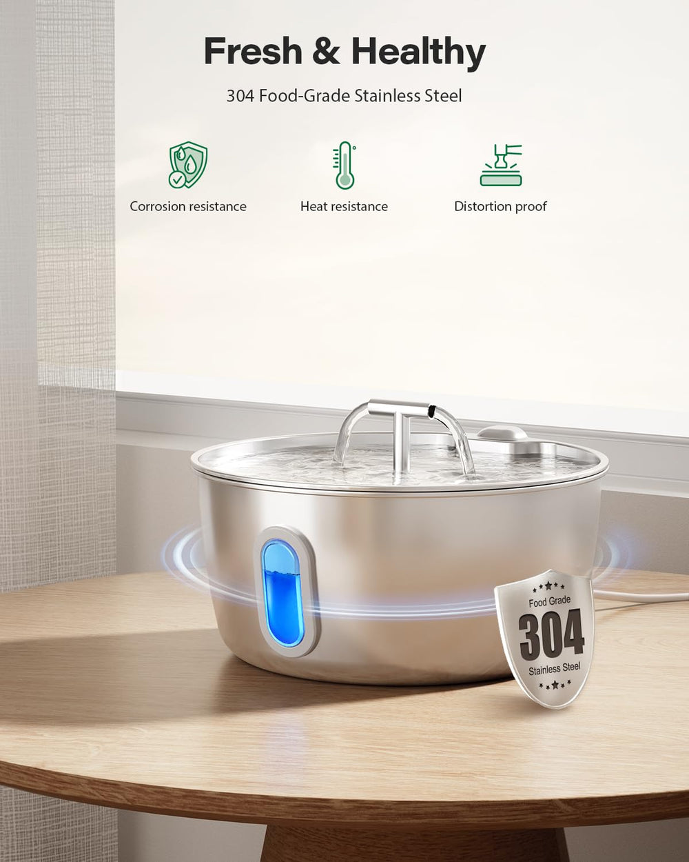 DIANU water level window helps you check hydration needs quickly.