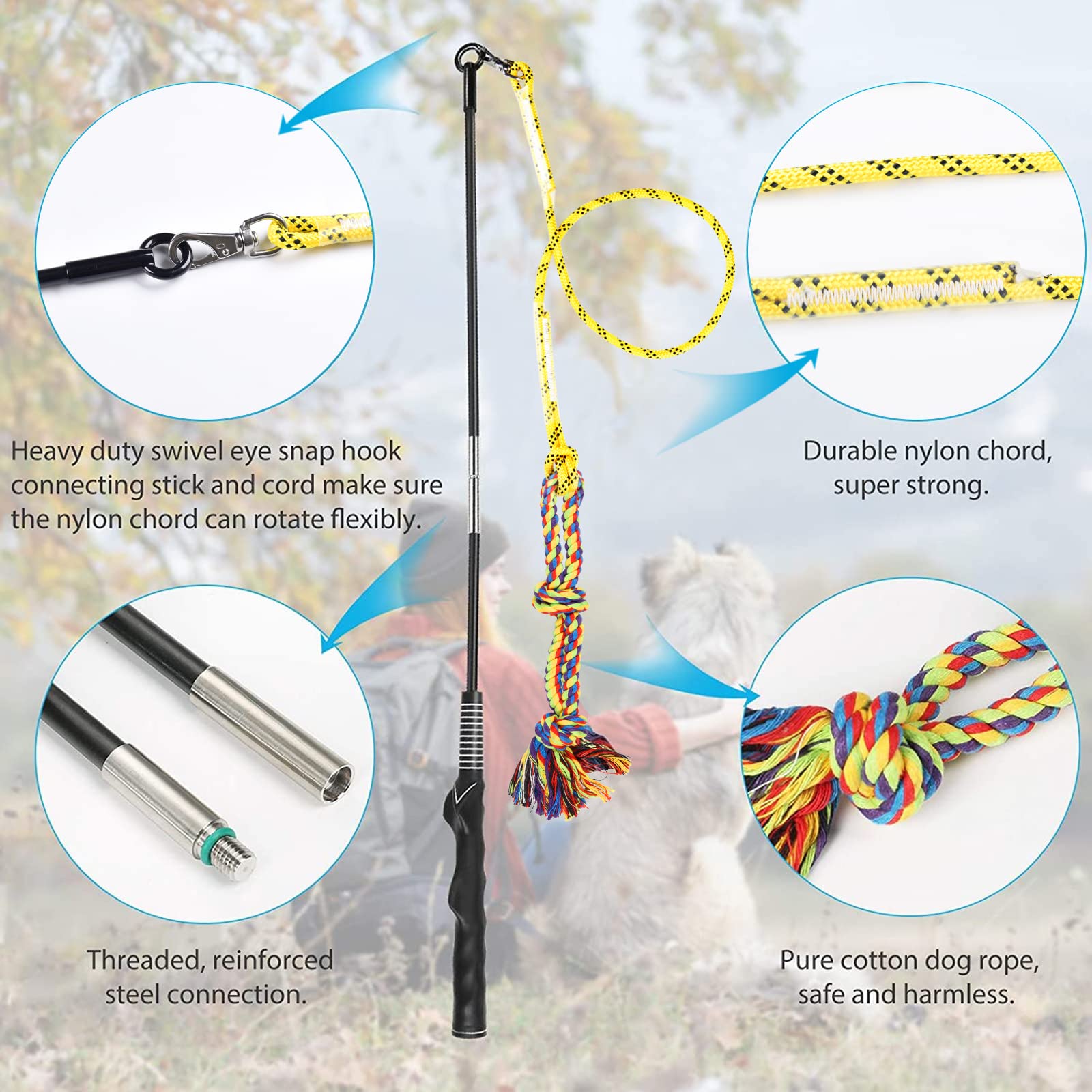DIBBATU flirt pole disassembled for easy carrying and storage.