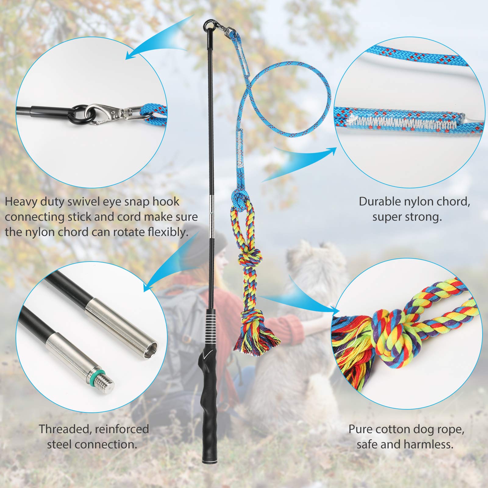 DIBBATU Flirt Pole non-slip grip ensures comfortable handling during workouts.